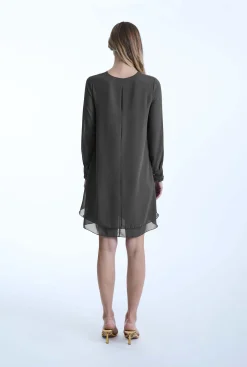 James Lakeland Long Sleeve Charcoal Wave Hem Dress