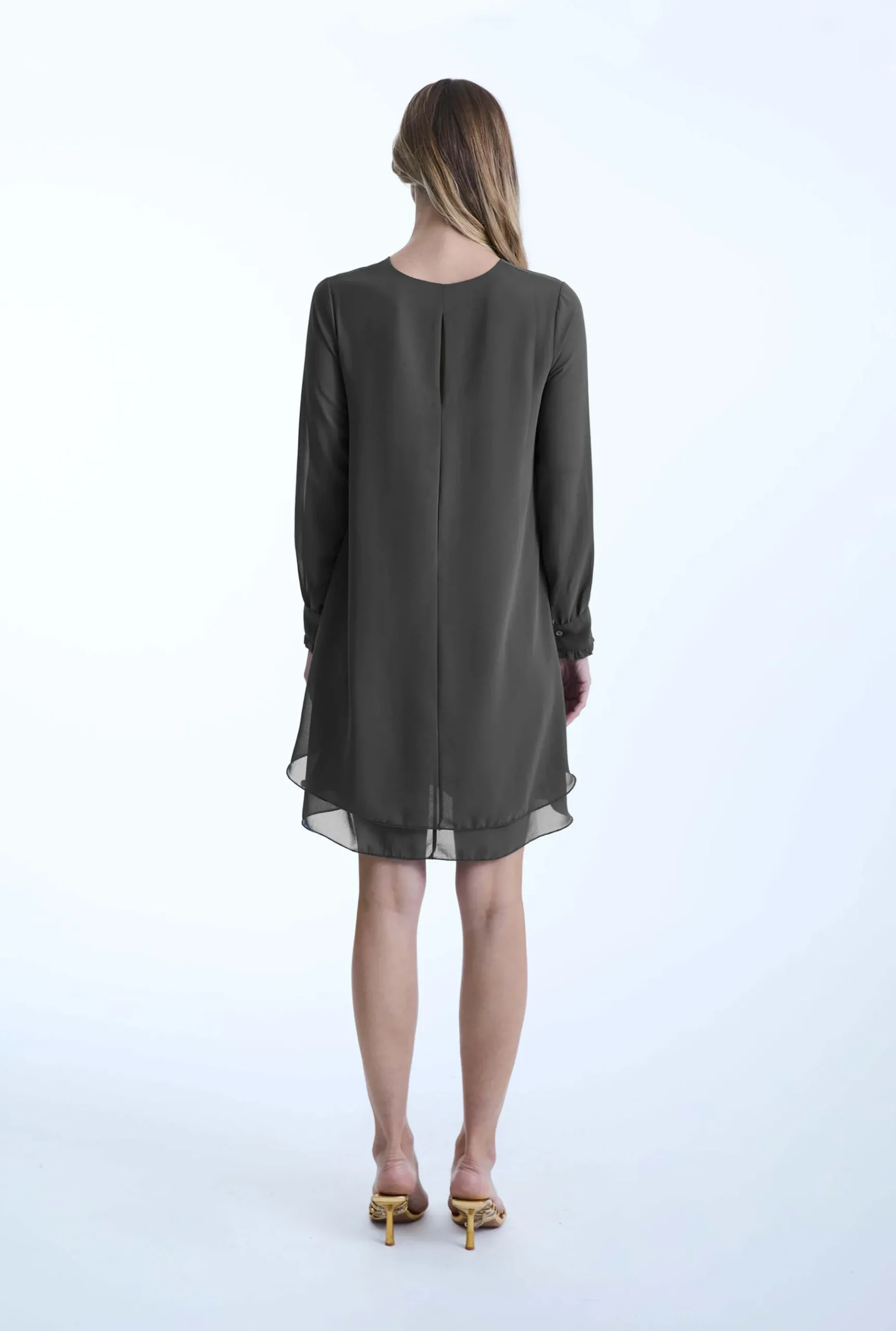 James Lakeland Long Sleeve Charcoal Wave Hem Dress