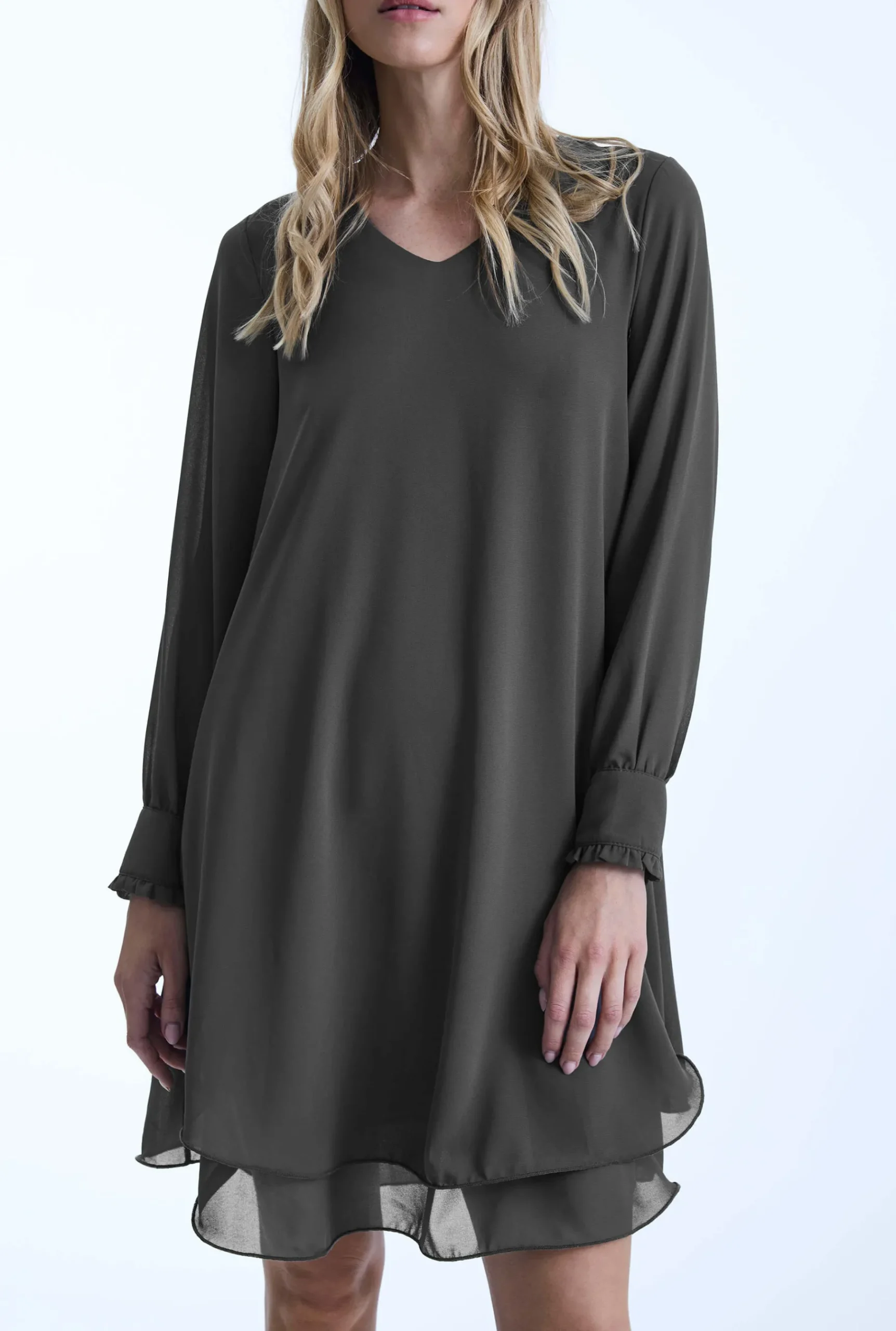 James Lakeland Long Sleeve Charcoal Wave Hem Dress