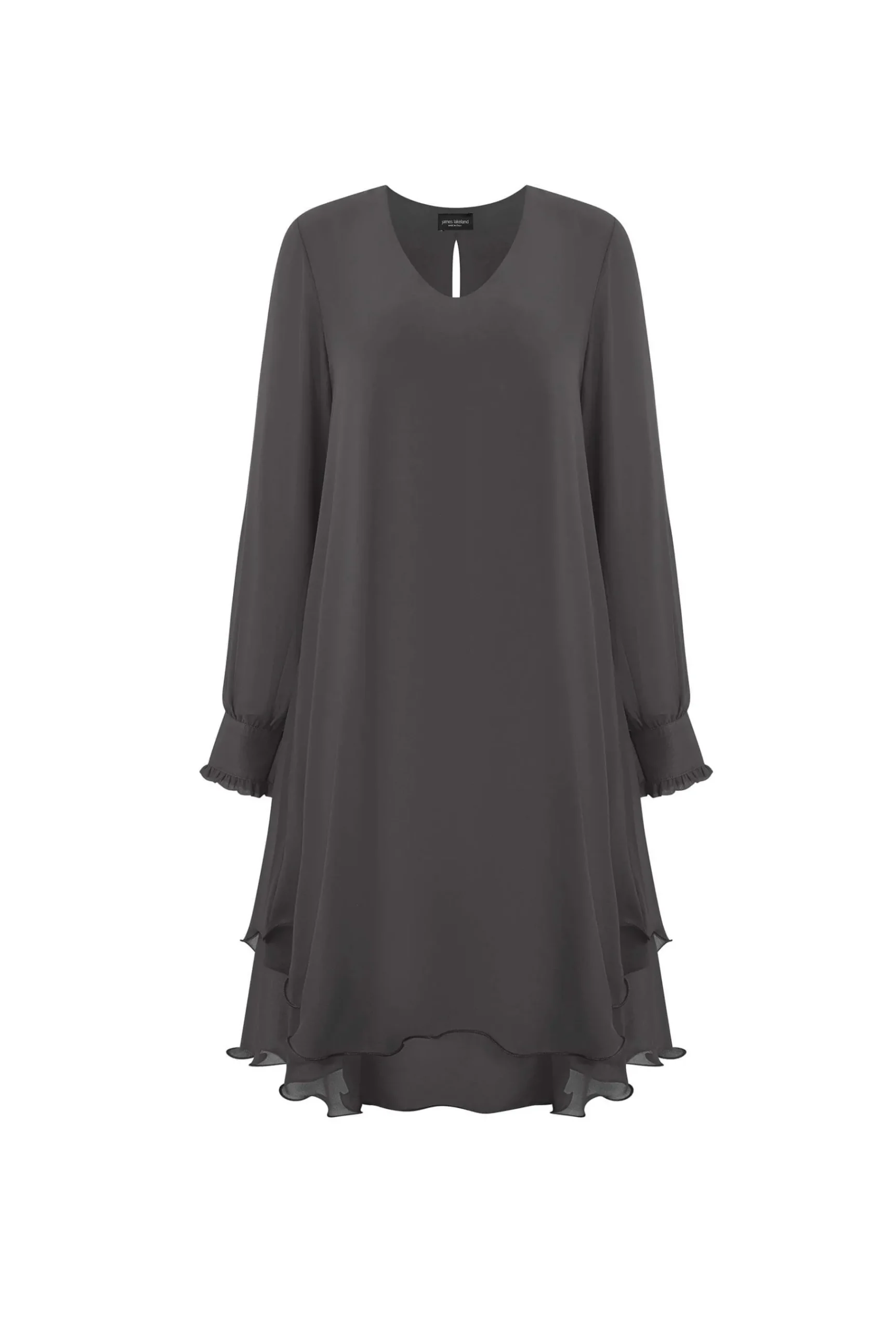 James Lakeland Long Sleeve Charcoal Wave Hem Dress
