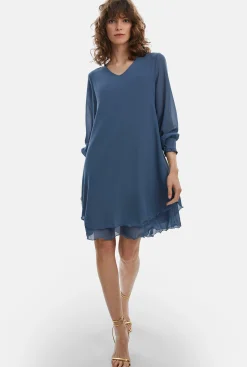James Lakeland Long Sleeve Denim Wave Hem Dress