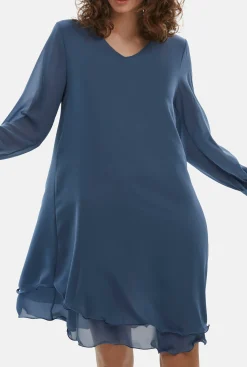 James Lakeland Long Sleeve Denim Wave Hem Dress