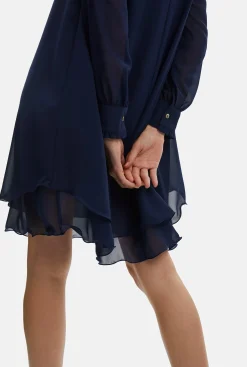 James Lakeland Long Sleeve Navy Wave Hem Dress
