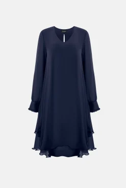 James Lakeland Long Sleeve Navy Wave Hem Dress