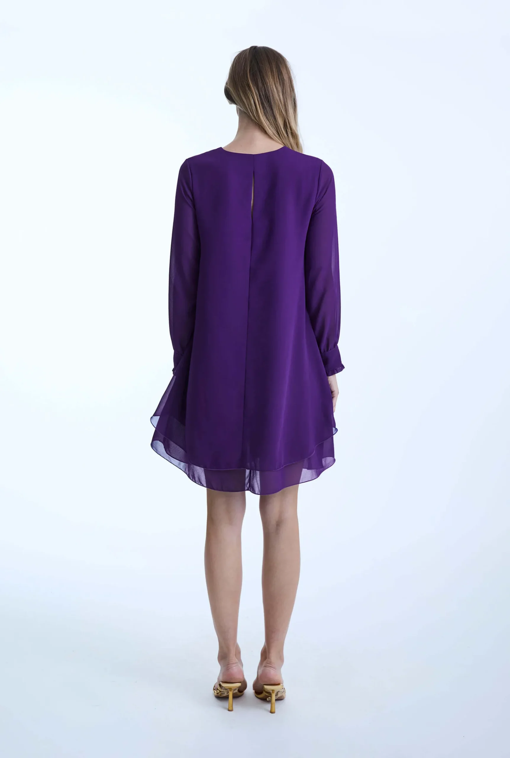 James Lakeland Long Sleeve Purple Wave Hem Dress