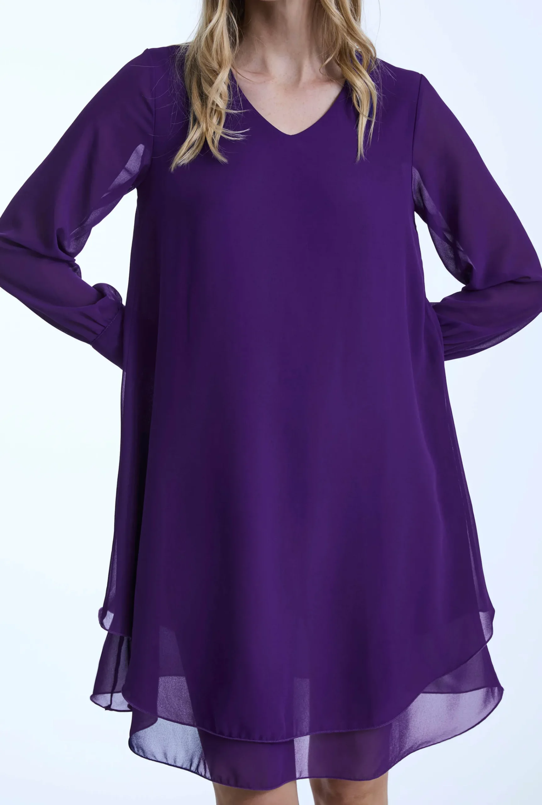 James Lakeland Long Sleeve Purple Wave Hem Dress