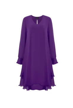 James Lakeland Long Sleeve Purple Wave Hem Dress