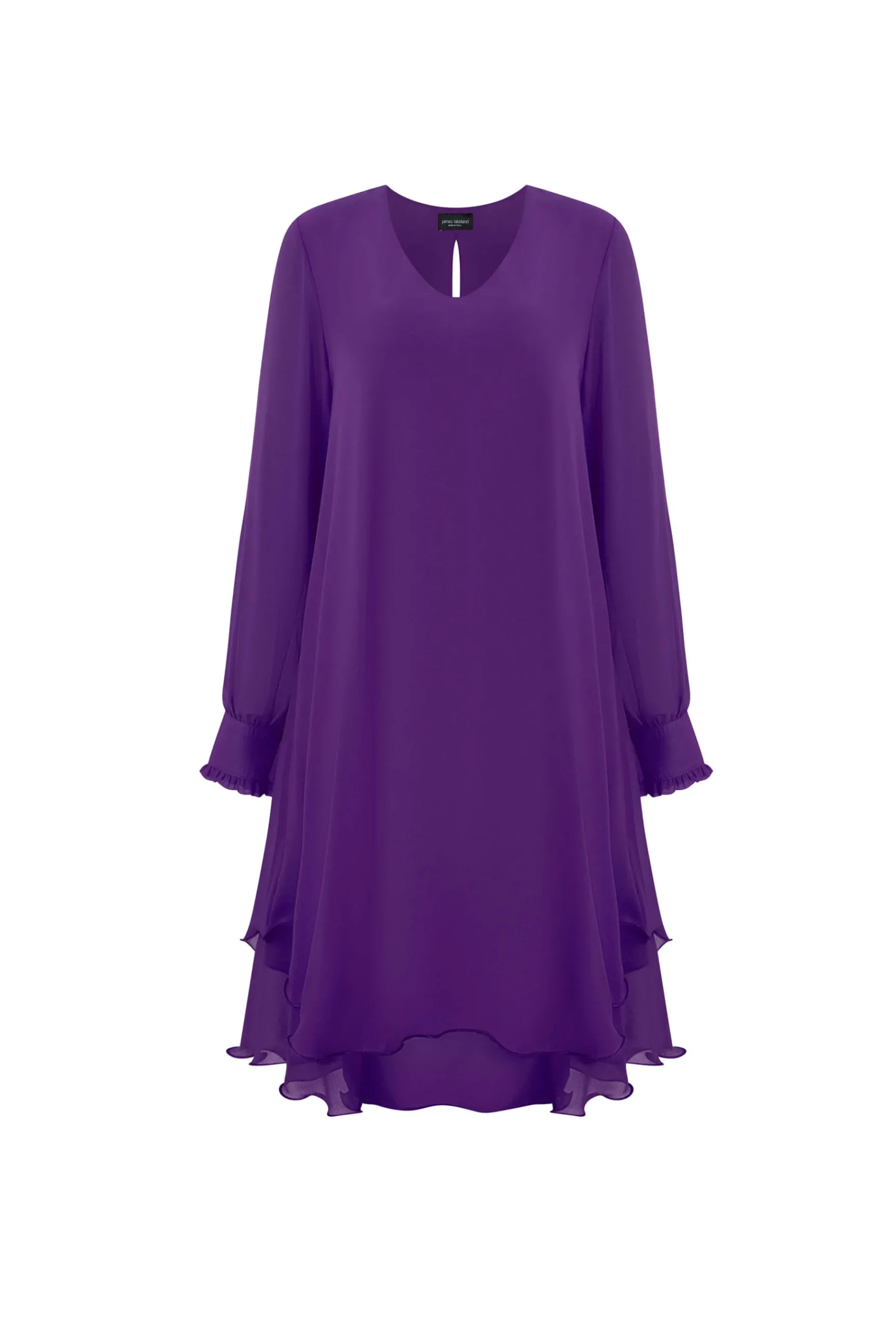James Lakeland Long Sleeve Purple Wave Hem Dress