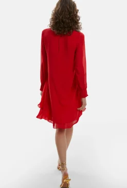 James Lakeland Long Sleeve Red Wave Hem Dress