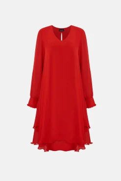 James Lakeland Long Sleeve Red Wave Hem Dress