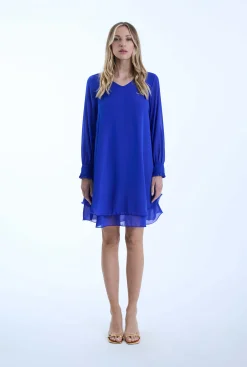 James Lakeland Long Sleeve Royal Wave Hem Dress
