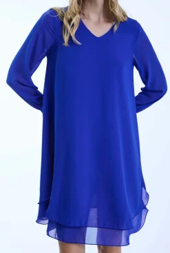 James Lakeland Long Sleeve Royal Wave Hem Dress