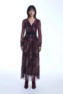 James Lakeland Maxi Tulle Burgundy Dress