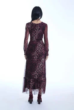 James Lakeland Maxi Tulle Burgundy Dress