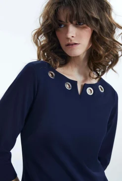 James Lakeland Metallic Eyelet Collar Dress