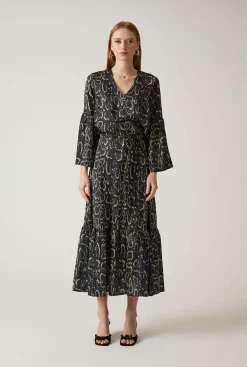 James Lakeland Midi Snake Black Dress
