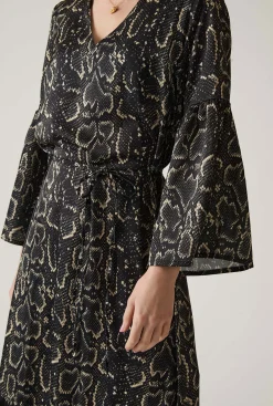 James Lakeland Midi Snake Black Dress