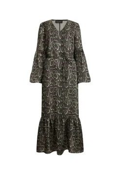 James Lakeland Midi Snake Black Dress