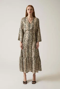 James Lakeland Midi Snake Brown Dress