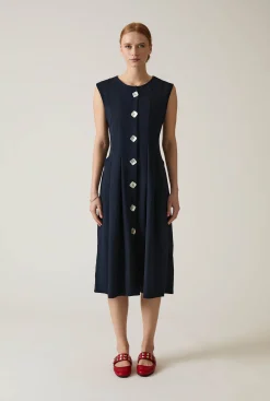 James Lakeland Navy Pocket Midi Dress