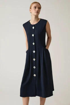 James Lakeland Navy Pocket Midi Dress