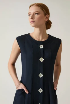 James Lakeland Navy Pocket Midi Dress