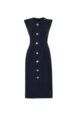 James Lakeland Navy Pocket Midi Dress