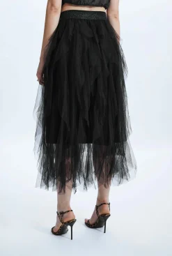 James Lakeland Organza Ruffled Skirt Black