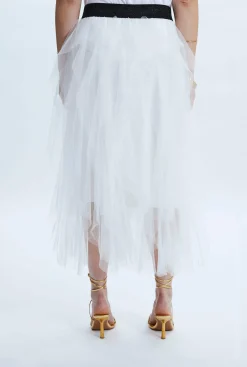James Lakeland Organza Ruffled Skirt White