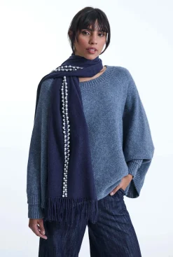 James Lakeland Pearl Navy Scarf