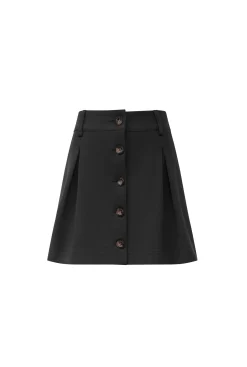 James Lakeland Pin Tuck Black Button Skirt