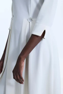 James Lakeland Pin Tuck Button Midi Dress Cream