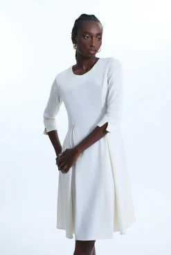 James Lakeland Pin Tuck Button Midi Dress Cream