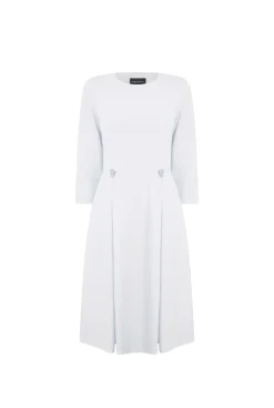 James Lakeland Pin Tuck Button Midi Dress Cream