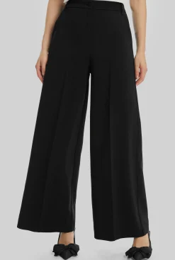 James Lakeland Pin Tuck Wide Leg Trousers Black