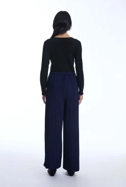 James Lakeland Pleated Navy Trousers