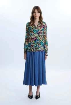 James Lakeland Print Mandarin Collar Blouse