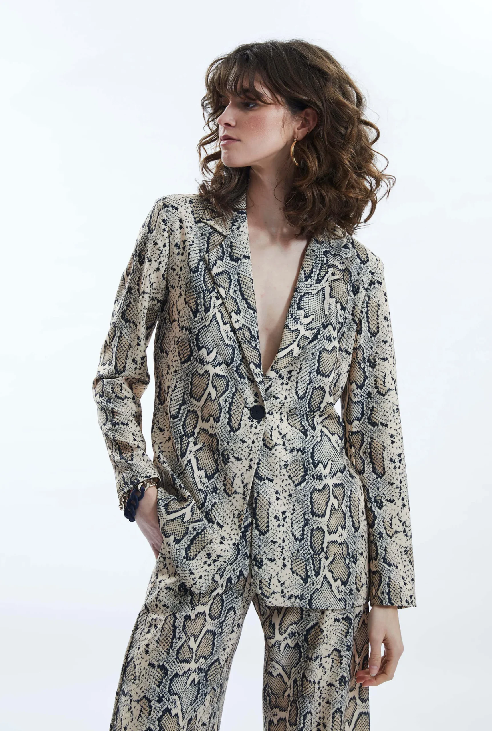 James Lakeland Python Print Blazer Beige