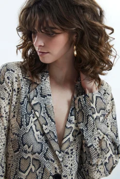 James Lakeland Python Print Blazer Beige