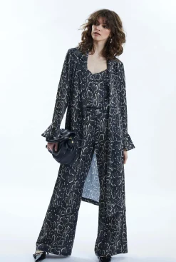 James Lakeland Python Print Wrap Shirt Dress Black-Beige