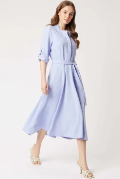 James Lakeland Roll Sleeve Midi Dress Lilac