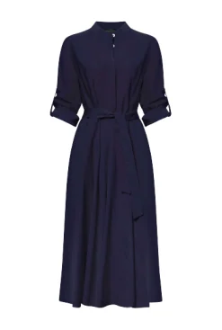 James Lakeland Roll Sleeve Midi Dress Navy