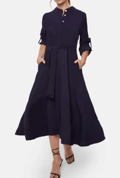 James Lakeland Roll Sleeve Midi Dress Navy