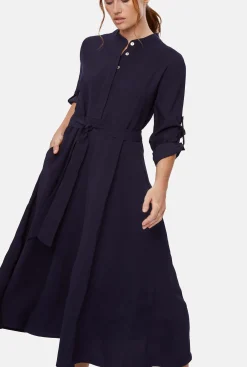 James Lakeland Roll Sleeve Midi Dress Navy