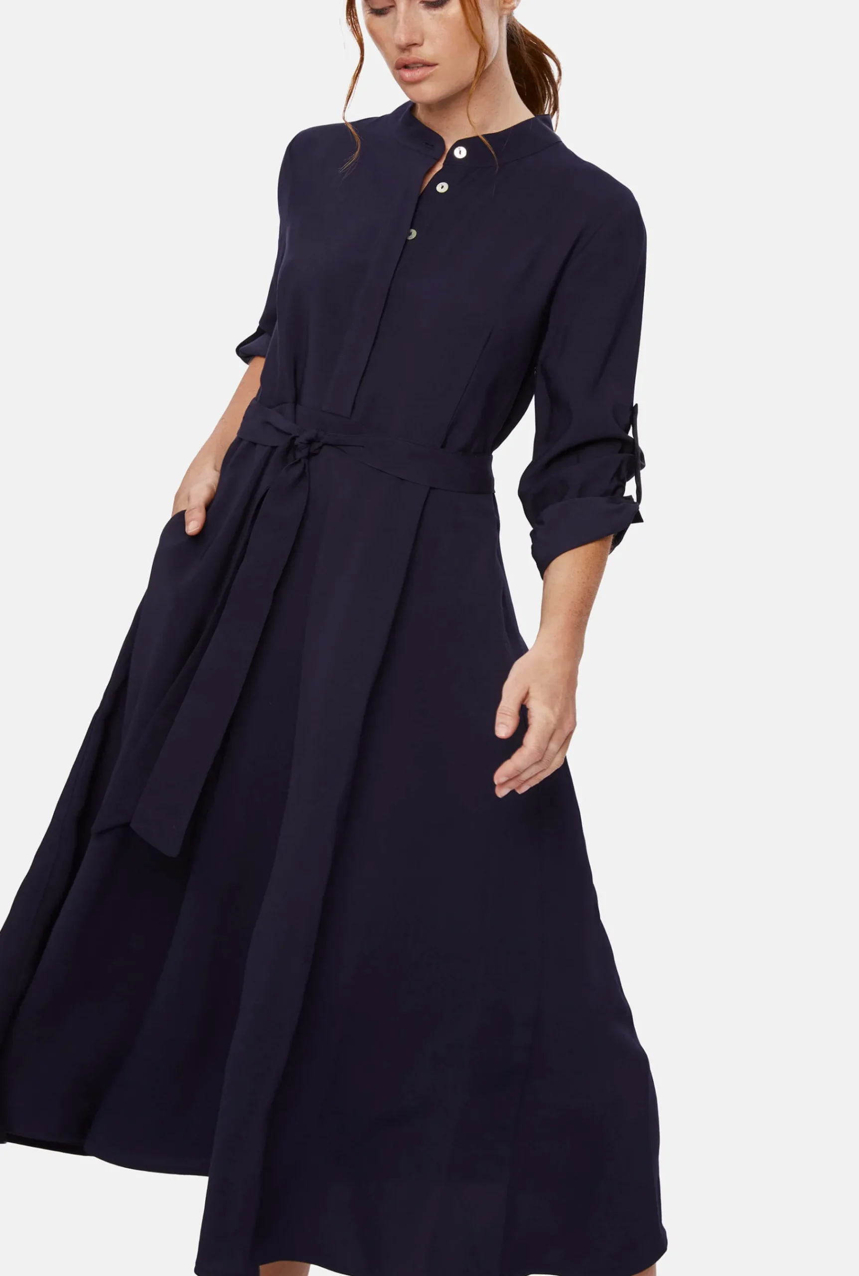 James Lakeland Roll Sleeve Midi Dress Navy