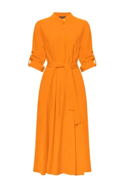 James Lakeland Roll Sleeve Midi Dress Orange