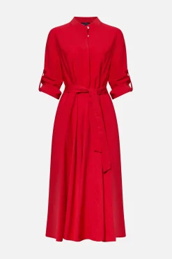 James Lakeland Roll Sleeve Midi Dress Red