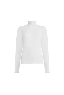 James Lakeland Ruffle Neck Cream Top