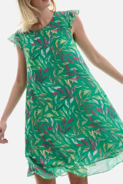 James Lakeland Ruffle Sleeveless Wave Hem Dress Green