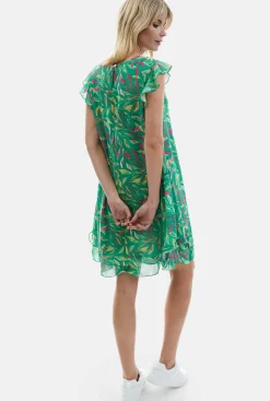 James Lakeland Ruffle Sleeveless Wave Hem Dress Green